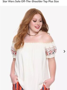 Star Wars Off-The-Shoulder Plus Size Top Tunic in Cream size 2X